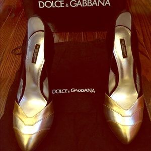 Dolce&Gabbana Leather/Suede Gold-tip Heels Size 11